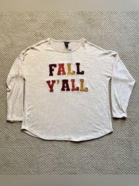 *NWT* Wild Kiss 'FALL Y'ALL' Graphic Long-Sleeve Lightweight Sweater, Size 2X